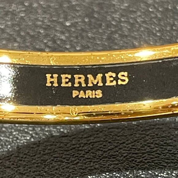 Hermes Enamel Bangle Bracelet 2.5" Circumference Brown/Blue (116718) - Picture 6 of 6